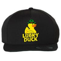 Lucky Duck Shamrock Rubber Ducky Funny St Patricks Day Wool Snapback Cap