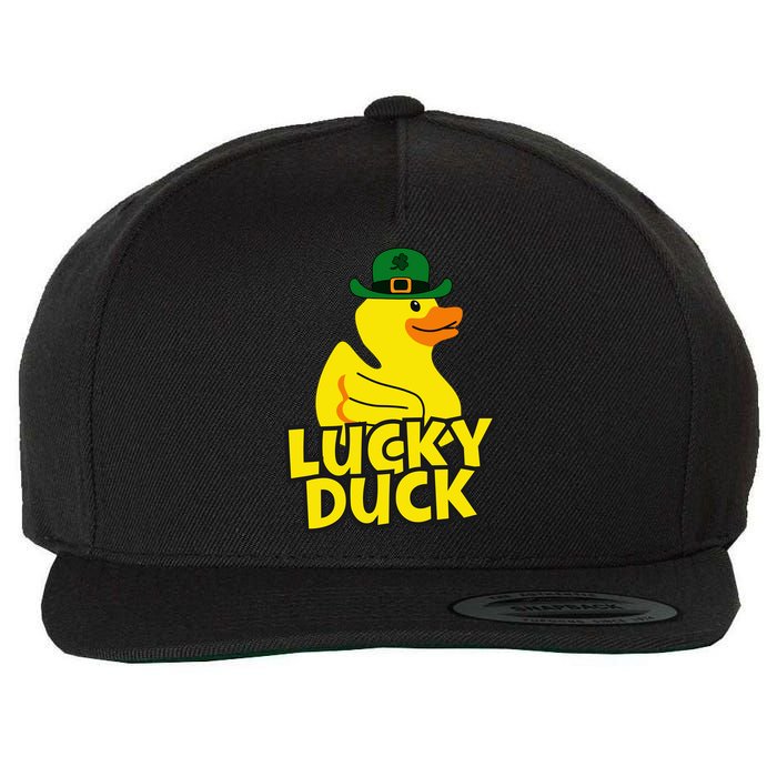 Lucky Duck Shamrock Rubber Ducky Funny St Patricks Day Wool Snapback Cap