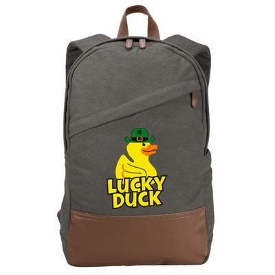 Lucky Duck Shamrock Rubber Ducky Funny St Patricks Day Cotton Canvas Backpack
