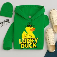 Lucky Duck Shamrock Rubber Ducky Funny St Patricks Day Hoodie