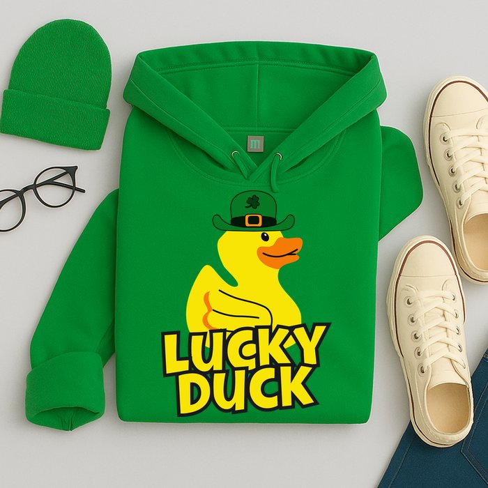 Lucky Duck Shamrock Rubber Ducky Funny St Patricks Day Hoodie