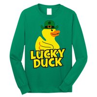 Lucky Duck Shamrock Rubber Ducky Funny St Patricks Day Long Sleeve Shirt