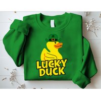Lucky Duck Shamrock Rubber Ducky Funny St Patricks Day Sweatshirt