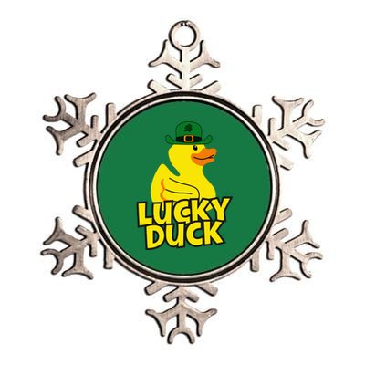 Lucky Duck Shamrock Rubber Ducky Funny St Patricks Day Metallic Star Ornament