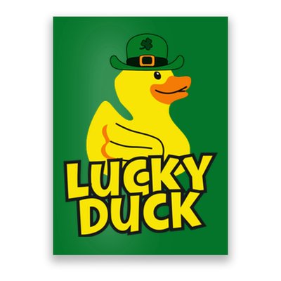 Lucky Duck Shamrock Rubber Ducky Funny St Patricks Day Poster