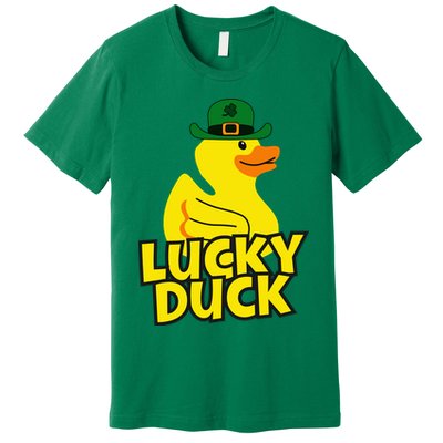 Lucky Duck Shamrock Rubber Ducky Funny St Patricks Day Premium T-Shirt