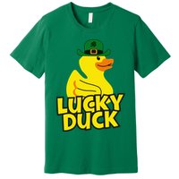 Lucky Duck Shamrock Rubber Ducky Funny St Patricks Day Premium T-Shirt