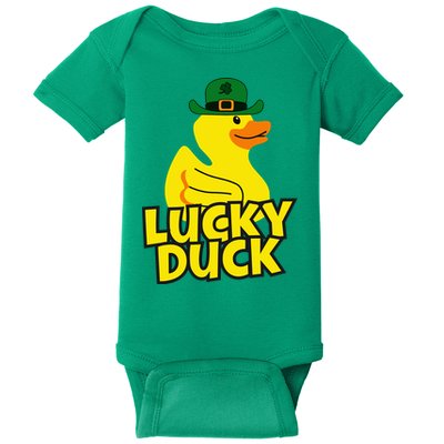 Lucky Duck Shamrock Rubber Ducky Funny St Patricks Day Baby Bodysuit