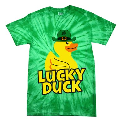 Lucky Duck Shamrock Rubber Ducky Funny St Patricks Day Tie-Dye T-Shirt