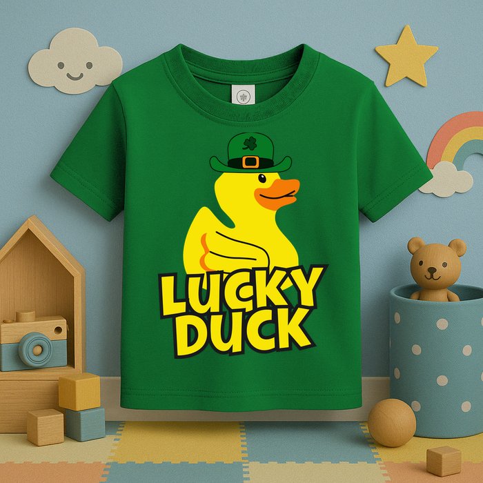 Lucky Duck Shamrock Rubber Ducky Funny St Patricks Day Toddler T-Shirt