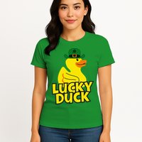 Lucky Duck Shamrock Rubber Ducky Funny St Patricks Day Womens T-Shirt