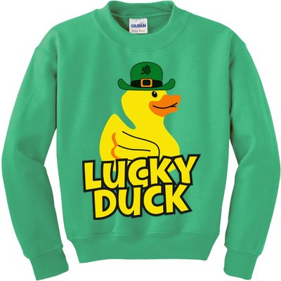 Lucky Duck Shamrock Rubber Ducky Funny St Patricks Day Kids Sweatshirt