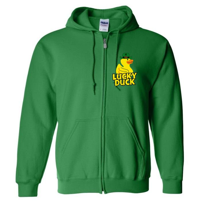 Lucky Duck Shamrock Rubber Ducky Funny St Patricks Day Full Zip Hoodie