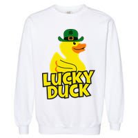 Lucky Duck Shamrock Rubber Ducky Funny St Patricks Day Garment-Dyed Sweatshirt