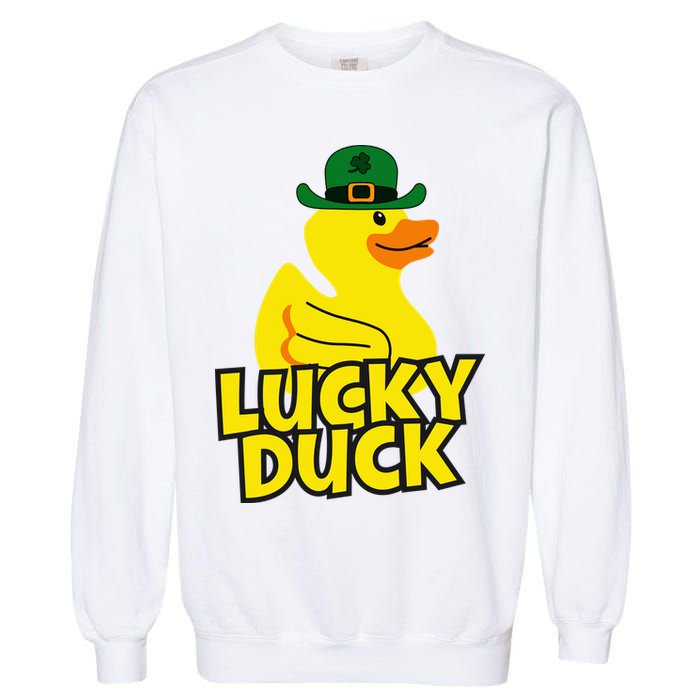 Lucky Duck Shamrock Rubber Ducky Funny St Patricks Day Garment-Dyed Sweatshirt