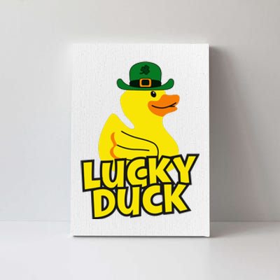 Lucky Duck Shamrock Rubber Ducky Funny St Patricks Day Canvas