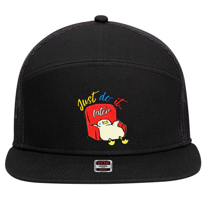 Lazy Duck Sit On The Sofa Do It Later 7 Panel Mesh Trucker Snapback Hat