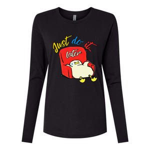 Lazy Duck Sit On The Sofa Do It Later Womens Cotton Relaxed Long Sleeve T-Shirt