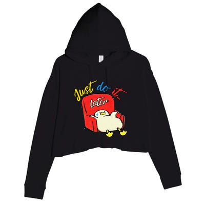 Lazy Duck Sit On The Sofa Do It Later Crop Fleece Hoodie
