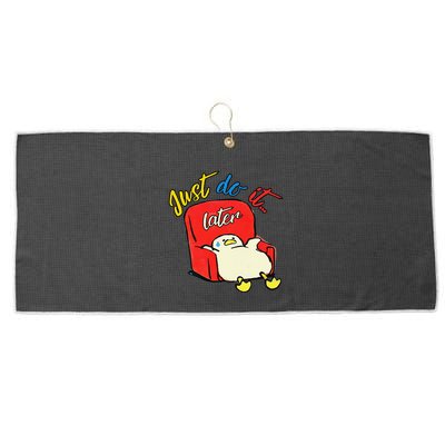 Lazy Duck Sit On The Sofa Do It Later Large Microfiber Waffle Golf Towel