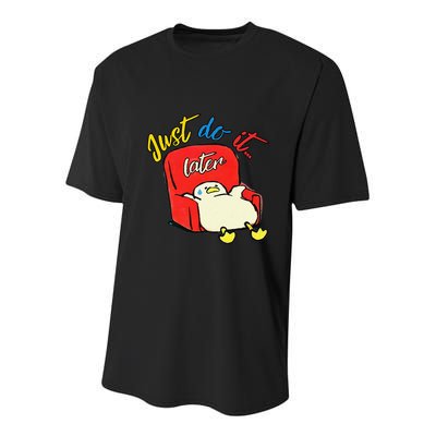 Lazy Duck Sit On The Sofa Do It Later Youth Performance Sprint T-Shirt