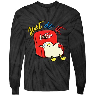 Lazy Duck Sit On The Sofa Do It Later Tie-Dye Long Sleeve Shirt