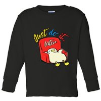 Lazy Duck Sit On The Sofa Do It Later Toddler Long Sleeve Shirt