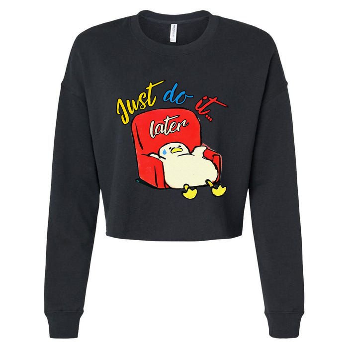 Lazy Duck Sit On The Sofa Do It Later Cropped Pullover Crew