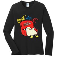 Lazy Duck Sit On The Sofa Do It Later Ladies Long Sleeve Shirt