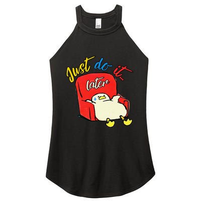 Lazy Duck Sit On The Sofa Do It Later Women's Perfect Tri Rocker Tank