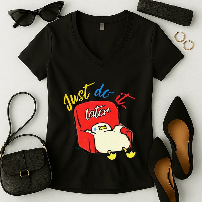Lazy Duck Sit On The Sofa Do It Later Women's V-Neck T-Shirt