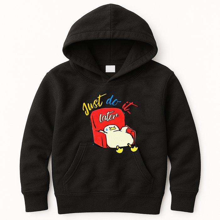 Lazy Duck Sit On The Sofa Do It Later Kids Hoodie