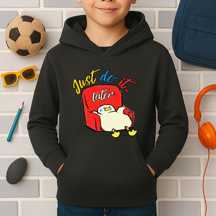 Lazy Duck Sit On The Sofa Do It Later Kids Hoodie
