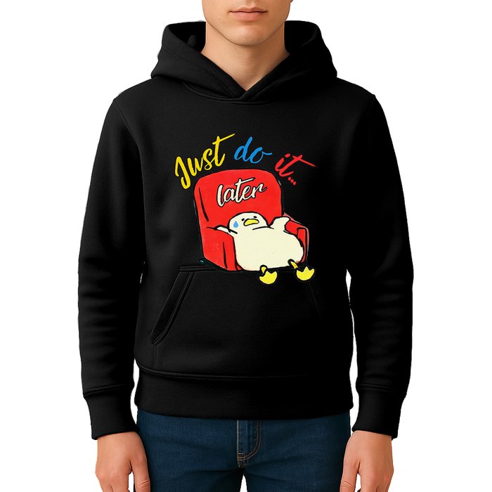 Lazy Duck Sit On The Sofa Do It Later Kids Hoodie