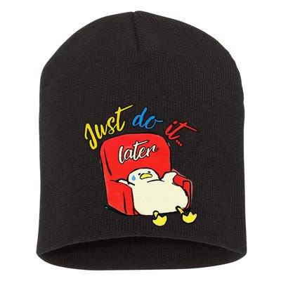 Lazy Duck Sit On The Sofa Do It Later Short Acrylic Beanie