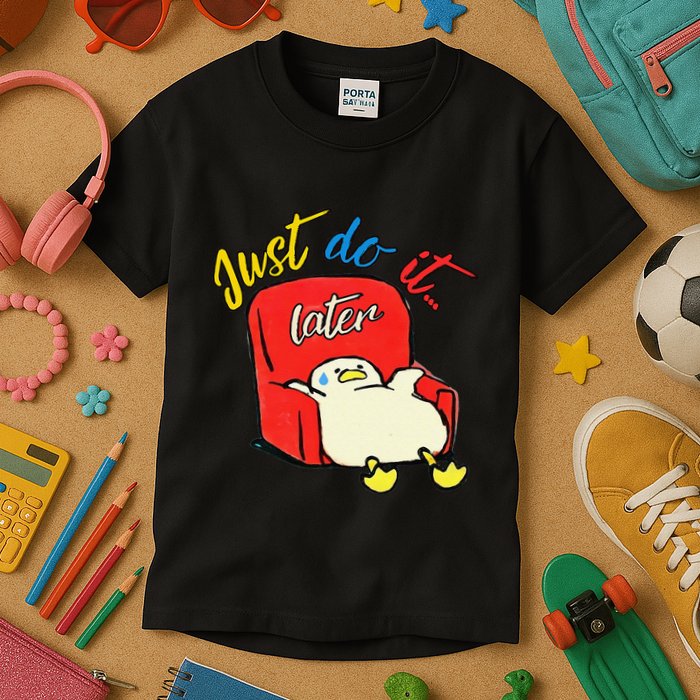 Lazy Duck Sit On The Sofa Do It Later Kids T-Shirt