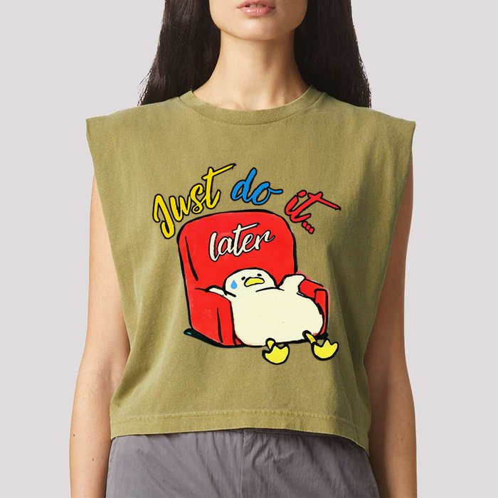 Lazy Duck Sit On The Sofa Do It Later Garment-Dyed Women's Muscle Tee