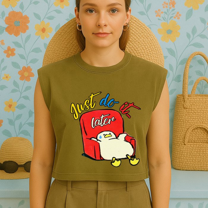 Lazy Duck Sit On The Sofa Do It Later Garment-Dyed Women's Muscle Tee