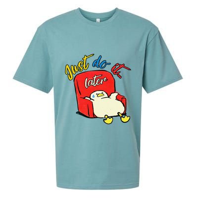 Lazy Duck Sit On The Sofa Do It Later Sueded Cloud Jersey T-Shirt