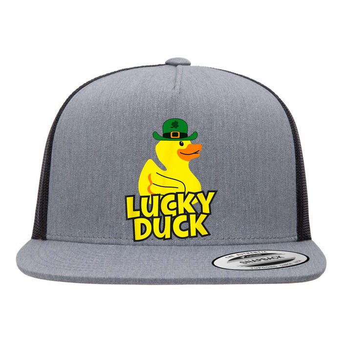 Lucky Duck Shamrock Rubber Ducky Funny St Patricks Day Flat Bill Trucker Hat