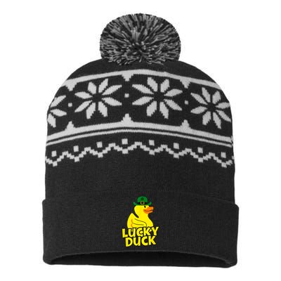 Lucky Duck Shamrock Rubber Ducky Funny St Patricks Day USA-Made Snowflake Beanie