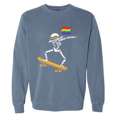 LGBT Dab Skeleton Skateboard Costume Funny Halloween Gift Garment-Dyed Sweatshirt