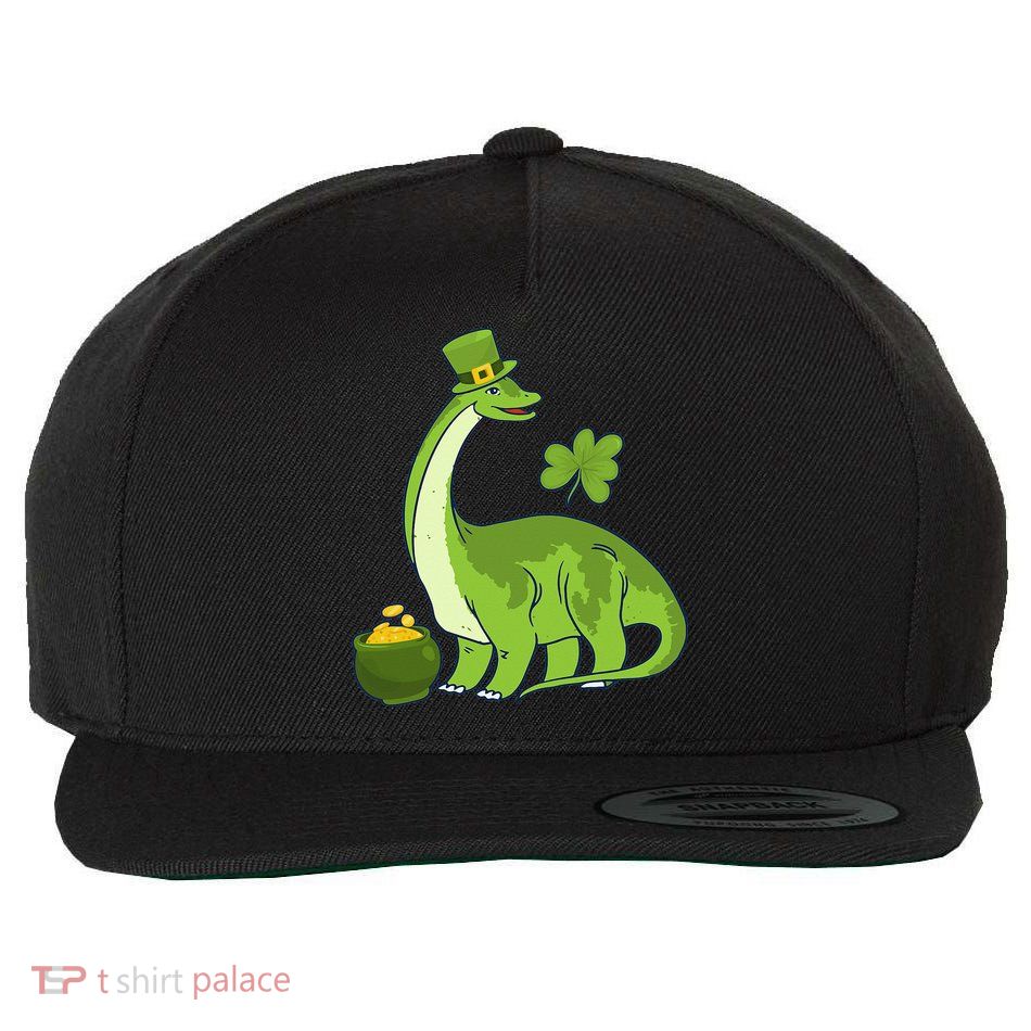 Leprechaun Dinosaur Shamrock St Patricks Day Animal Irish Wool Snapback Cap