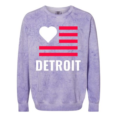 Love Detroit Simple Flag Type Colorblast Crewneck Sweatshirt