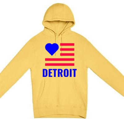 Love Detroit Simple Flag Type Premium Pullover Hoodie