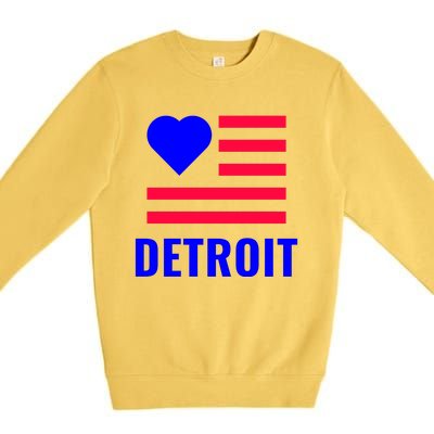 Love Detroit Simple Flag Type Premium Crewneck Sweatshirt