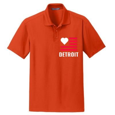 Love Detroit Simple Flag Type Dry Zone Grid Polo