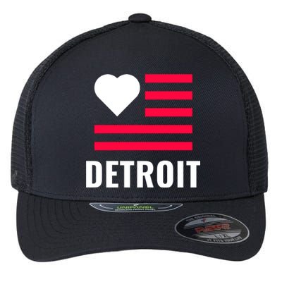 Love Detroit Simple Flag Type Flexfit Unipanel Trucker Cap