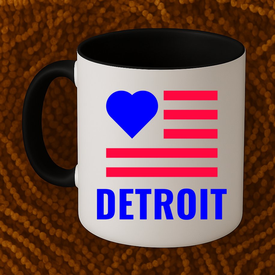 Love Detroit Simple Flag Type Mug