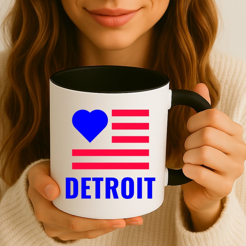 Love Detroit Simple Flag Type Mug